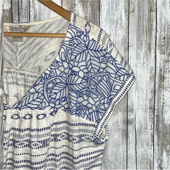 Lucky Brand Santorini Embroidered Boho Printed Blouse - Picture 3 of 5